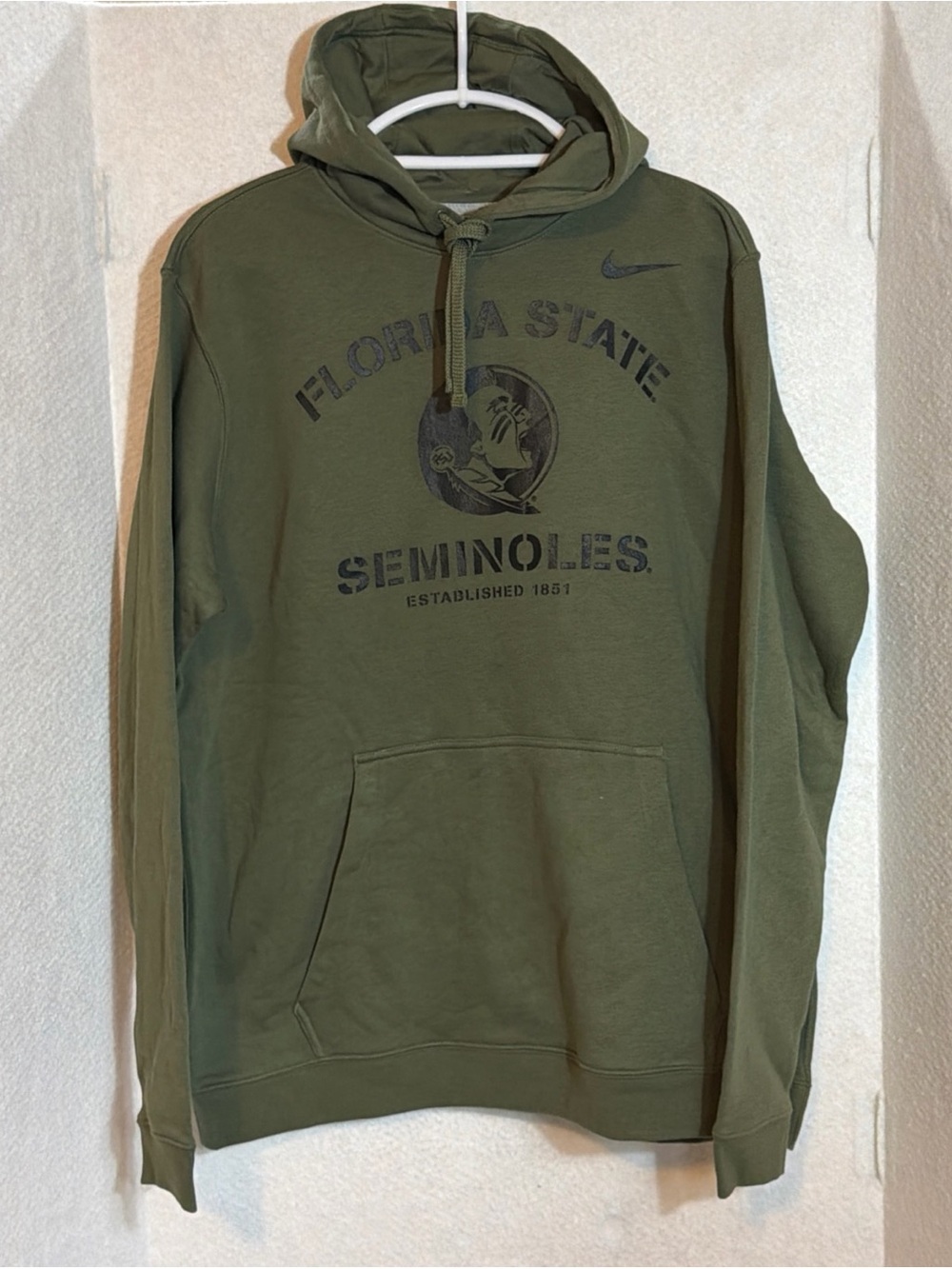 NWT Nike Florida State Seminoles Club Fleece Military Green Hoodie Mens XL FSU